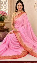 Pink Khaddi Georgette Banarasi