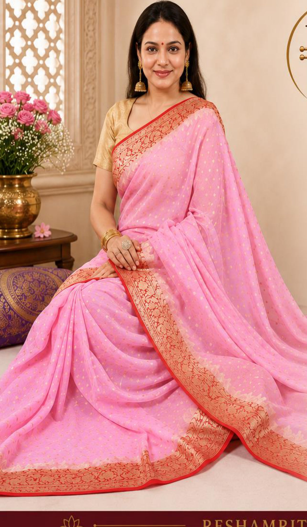Pink Khaddi Georgette Banarasi