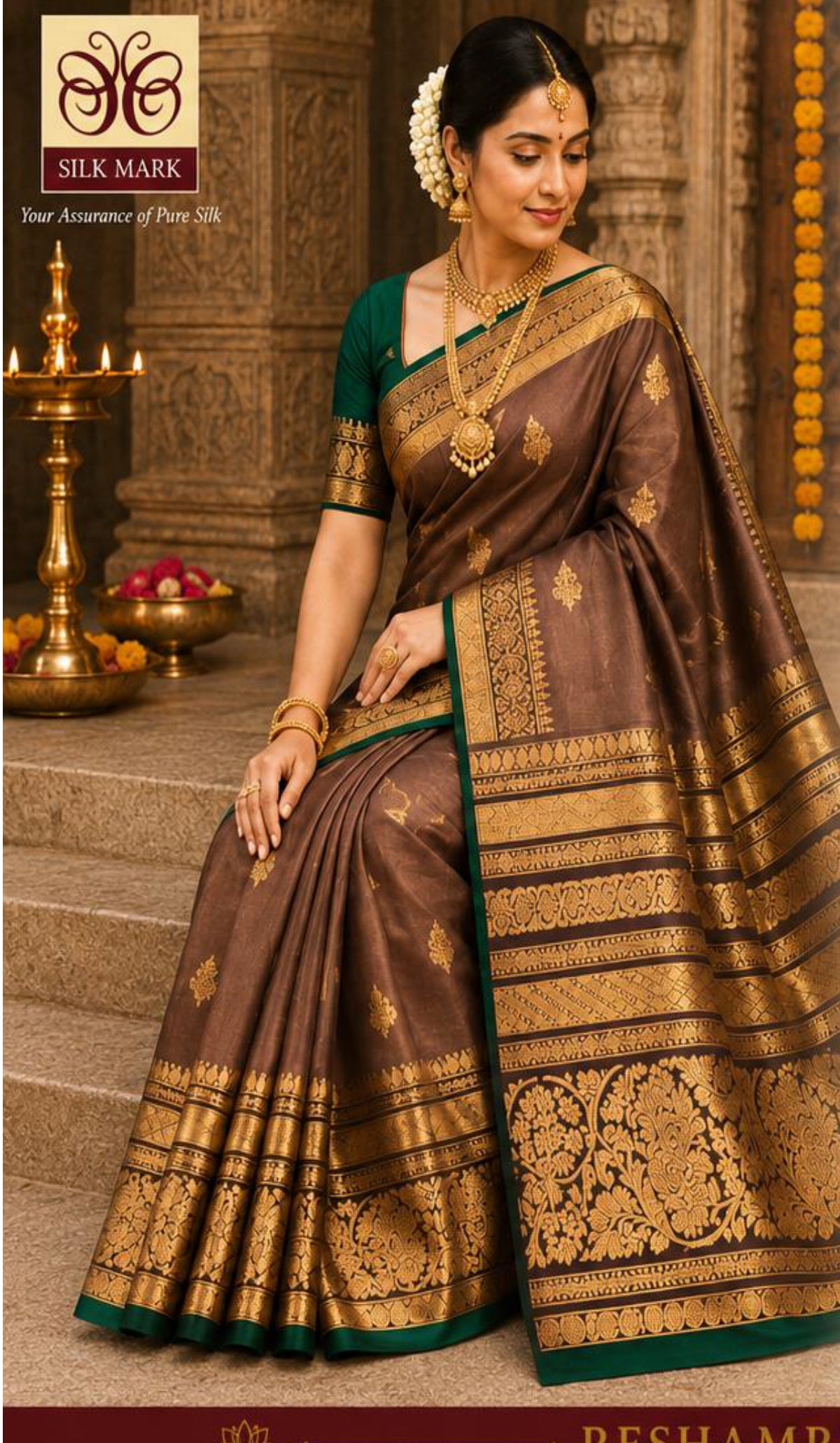 Kanchipuram Soft Silk Brown